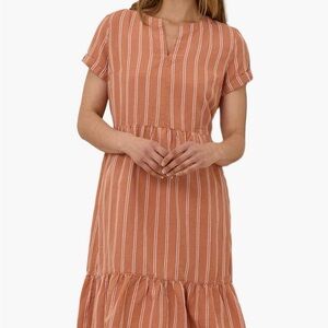 Pact Canopy Organic Cotton linen Split Neck Dress Size M